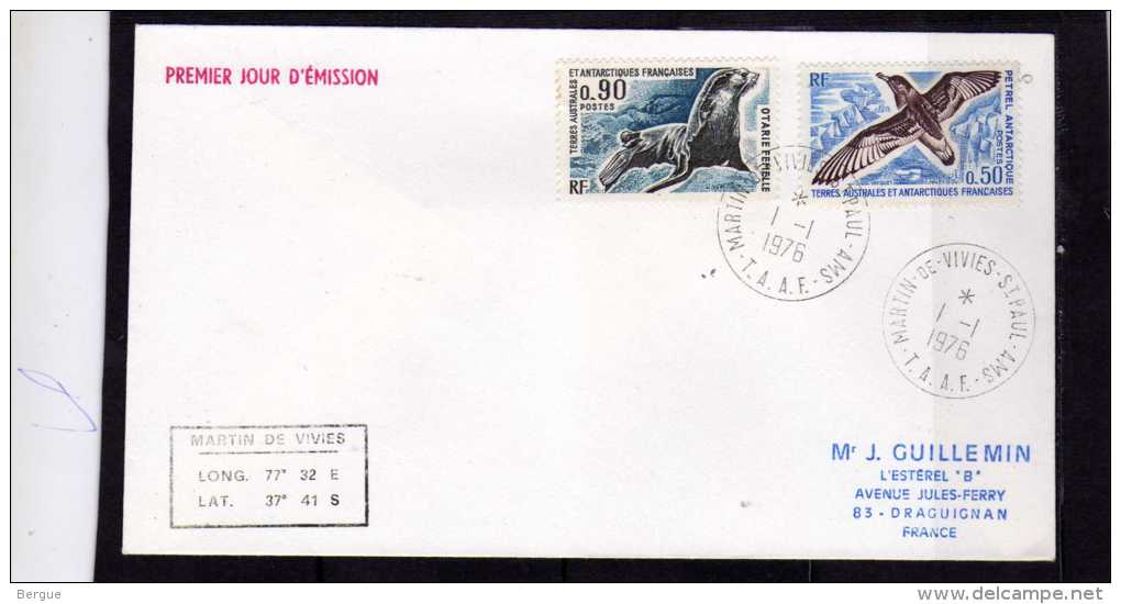 T A A F ENV.  1ER JOUR TIMBRES N° 56/58 **SUPERBE - FDC