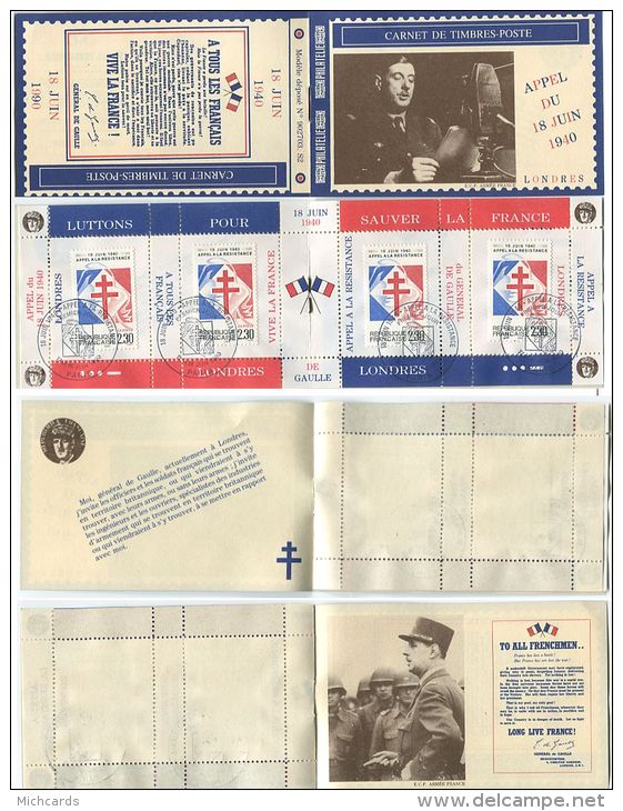 1 Carnet Prive 902703 S2 - Gl De Gaulle Appel Du 18 Juin 40 - 4 TP A 2,30  Oblit - Commemoratives