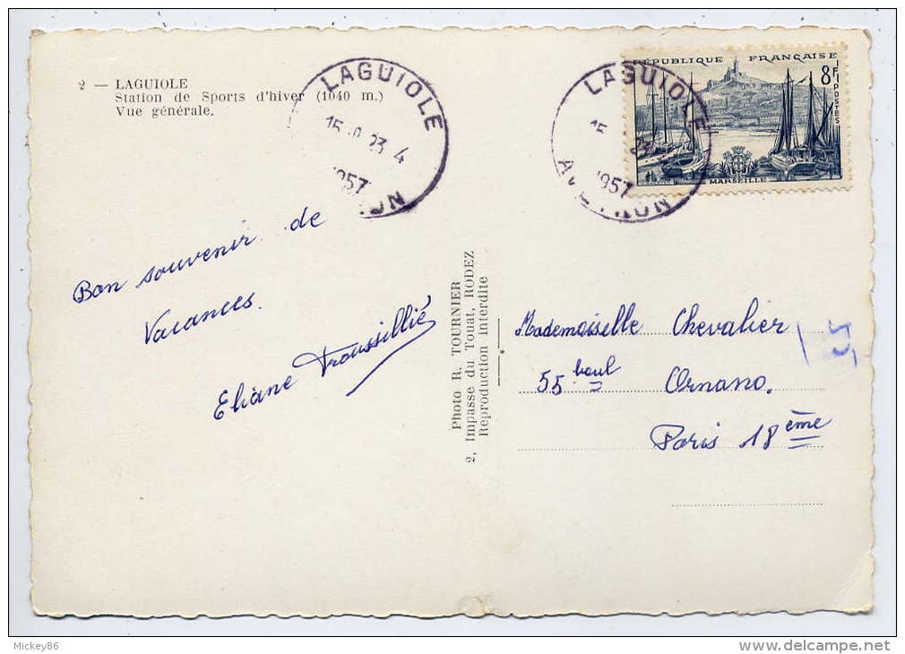 LAGUIOLE--1957--Station De Sports D'hiver (neige)--Vue Générale Cpsm 10 X 15 N° 2 éd Tournier--belle Carte - Laguiole