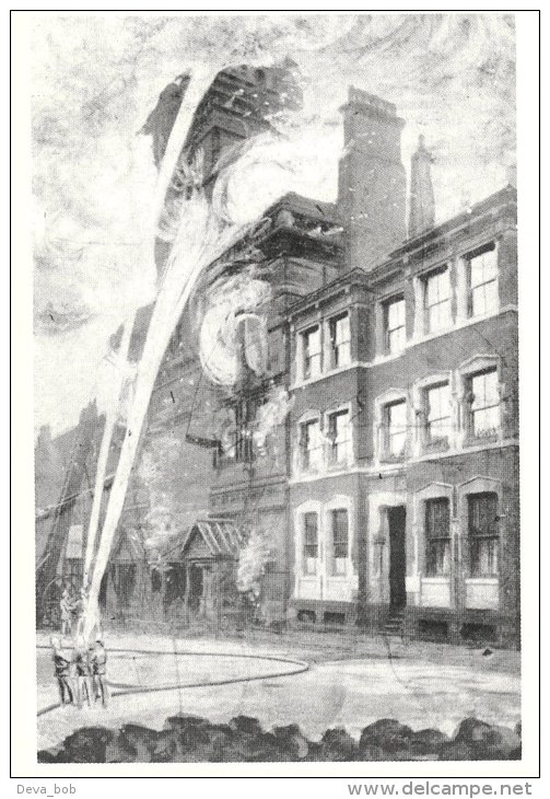 Postcard Albert Hall NOTTINGHAM Destroyed By Fire 1906 Firemen Repro - Nottingham