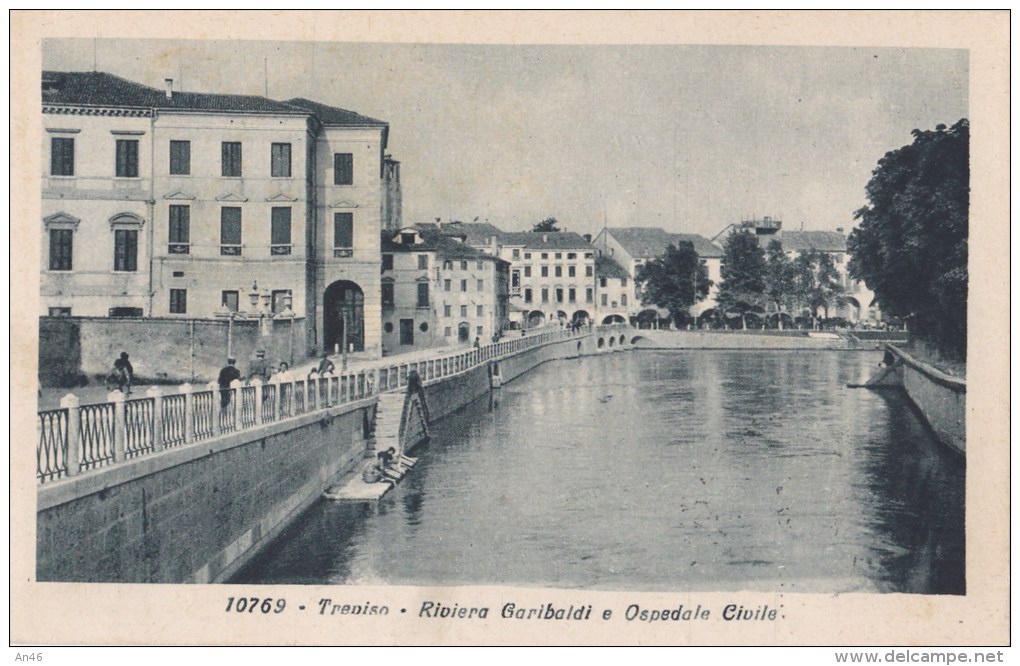 TREVISO  - RIVIERA GARIBALDI E OSPEDALE CIVILE VG 1932  AUTENTICA 100% - Treviso