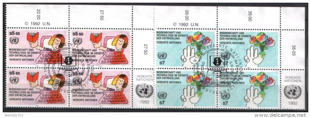 UN Wien - Mi-Nr 135/136 Viererblock Gestempelt / Bloc Of Four Used (n432) - Used Stamps