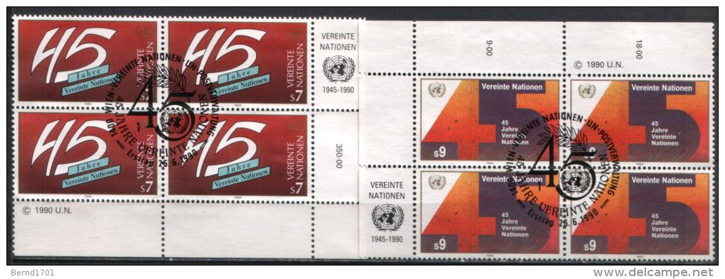 UN Wien - Mi-Nr 104/105 Viererblock Gestempelt / Bloc Of Four Used (n433) - Usados