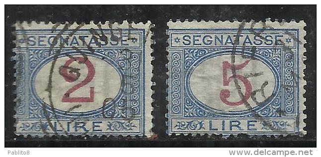 ITALIA REGNO ITALY KINGDOM 1903 TASSE TAXES SEGNATASSE LIRE 2 E 5 SERIE COMPLETA USED - Taxe