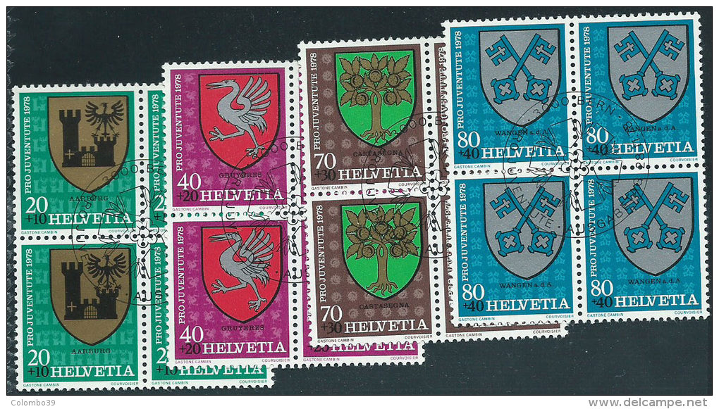 Svizzera 1978 Usato - Mi.1142/5  Yv.1072/5  Blocs 4x  Annullo1°Giorno - Usati