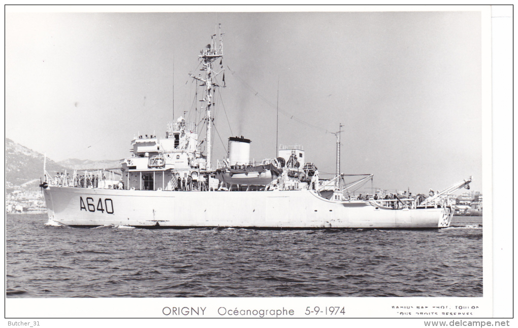 Batiment Militaire Marine Nationale A 640 Origny Oceanographique Année 5-9-1974 Profil   Equipage  Marius Bar - Warships