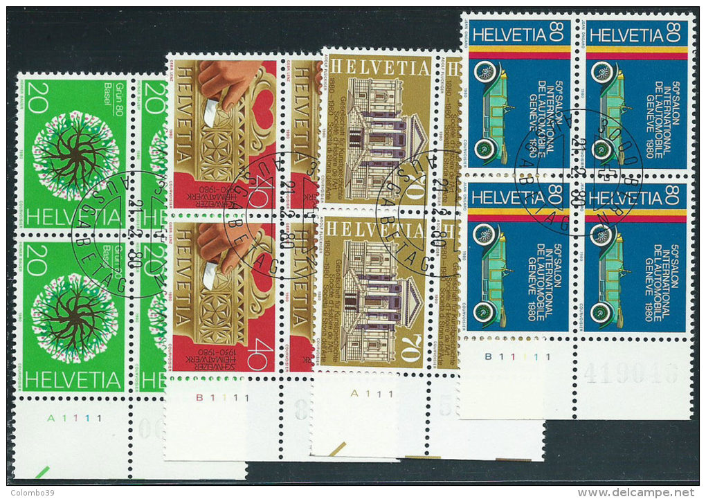 Svizzera 1980 Usato - Mi.1170/3  Yv.1100/3  Annullo1°Giorno  Blocs 4x - Usati