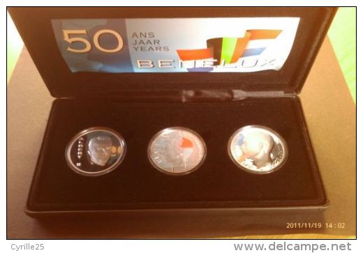 50 ANS BENELUX 1994 250 Francs Belgique Et Luxembourg 10 Gulden Pays-Bas Argent - Sammlungen
