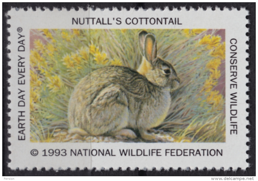 RABBIT NUTALL´S COTTONTAIL - National Wildlife Federation NWF - 1993 USA - LABEL / CINDERELLA - Rabbits