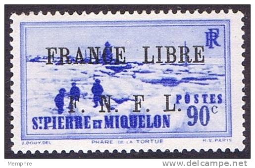 Phare De La Tortue 0,90Fr  Surchargé «FRANCE LIBRE / F.N.F.L.»  Yv 262 * - Nuevos