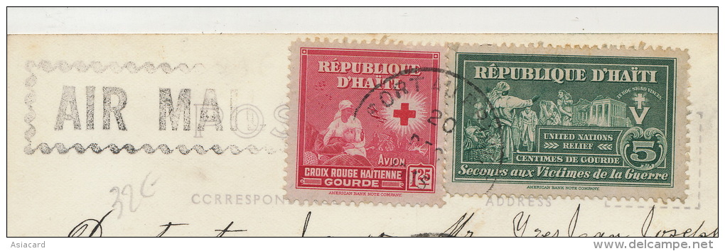 Port Au Prince  Real Photo Kenscoff P. Used Red Cross Air Mail 1945 - Haïti