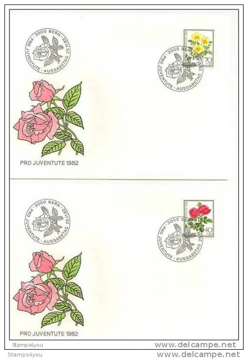 CH - 5974 - 5 Enveloppes Avec Série Po Juventute 1982 - Oblit Spéciale 1er Jour - Roses