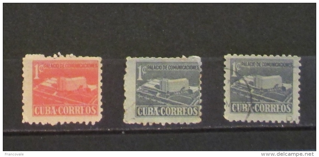 Cuba 1952 Palacio De Comunicaciones 3 Stamps - Oblitérés