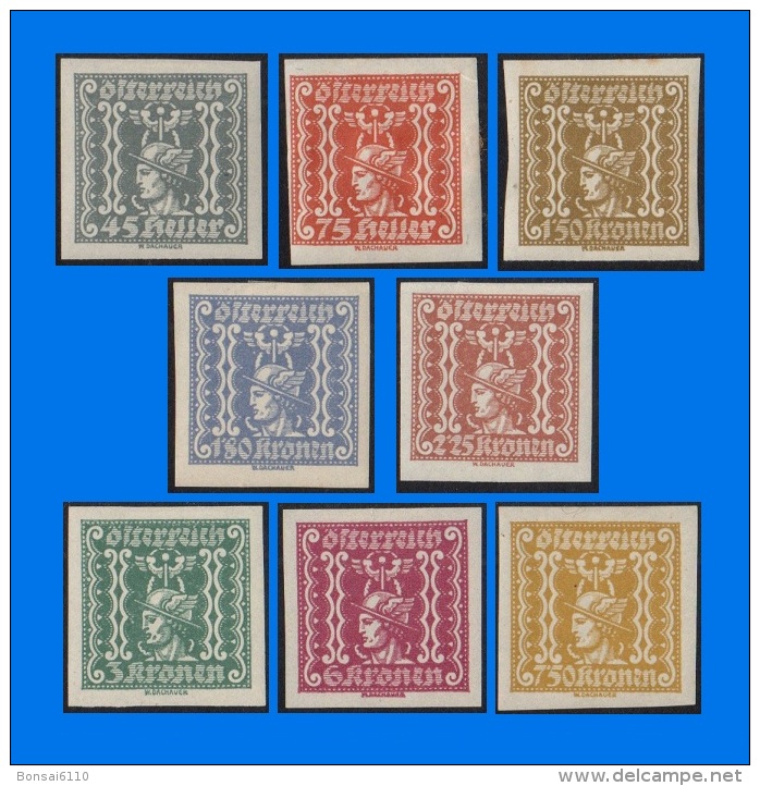 AT 1921, Mercury, Set Of 8 Imperforate Stamps, MH - Dagbladen