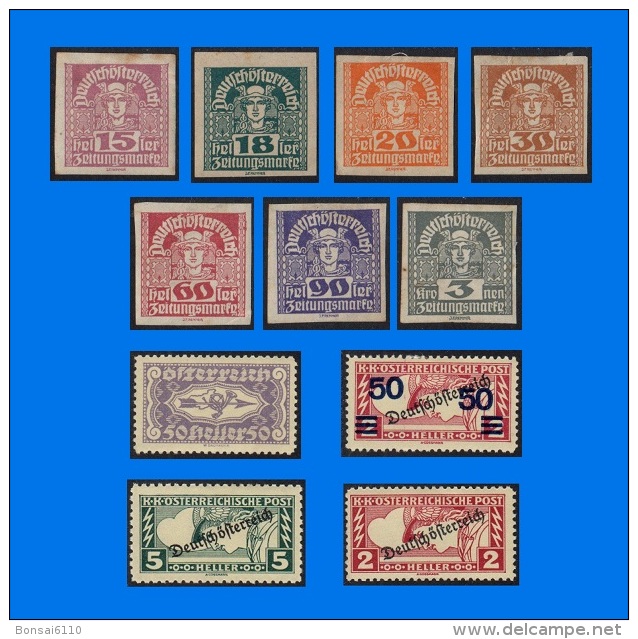 AT 1919-1921, Range Of 11 Stamps, MH - Journaux