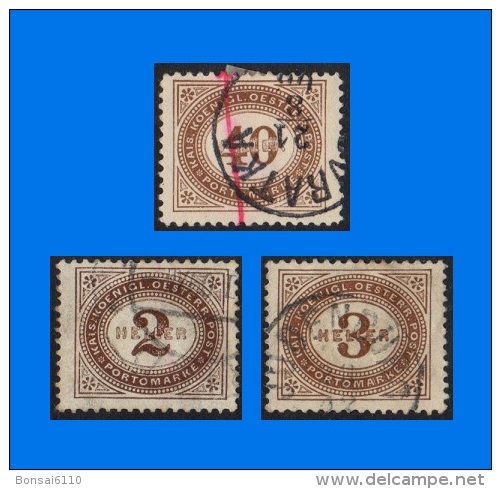 AT 1894, 3 Postage Due Stamps, VFU, Beautiful Postmarks - Postage Due