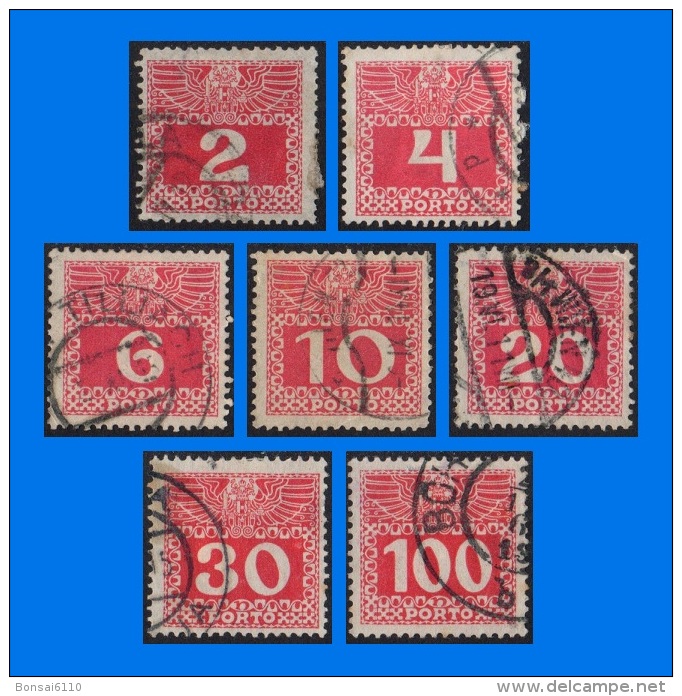 AT 1908, 7 Postage Due Stamps, Used, Beautiful Postmarks - Portomarken