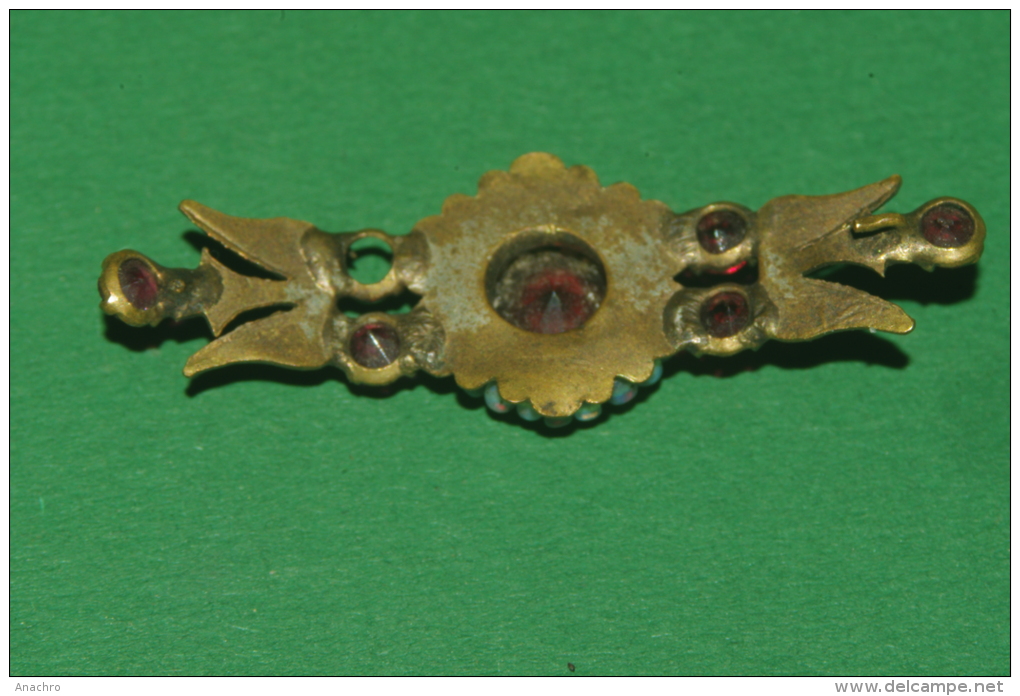 BROCHE  De CAPE Ancienne FEUILLAGE Et PIERRES ROUGES - Broschen