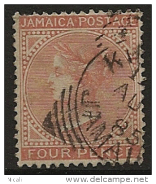 JAMAICA 1883 4d Red-orange QV SG 22 U OS22 - Jamaica (...-1961)