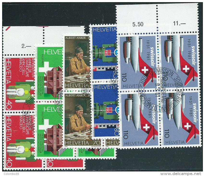 Svizzera 1981 Usato - Mi.1191/5  Yv.1121/5  Blocs 4x  Annullo1°Giorno - Usati