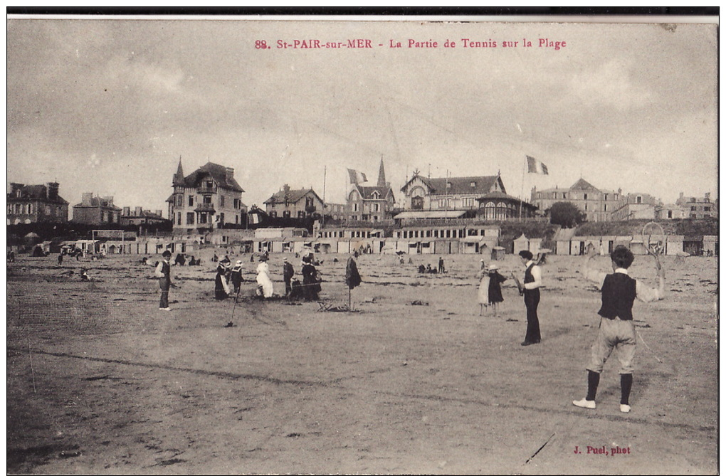 SAINT PAIR SUR MER.    LA PARTIE DE TENNIS SUR LA PLAGE. - Saint Pair Sur Mer