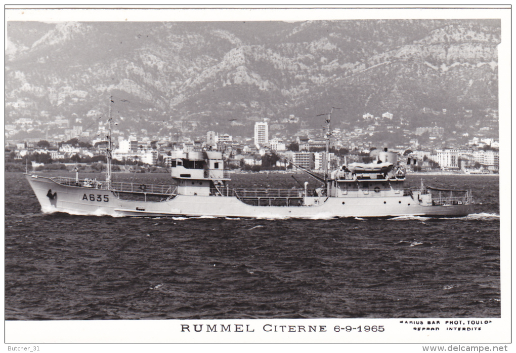 Bateau Marine Nationale Militaire A 635 Rummel Citerne 6-9-1965    Marius Bar Equipage - Guerre