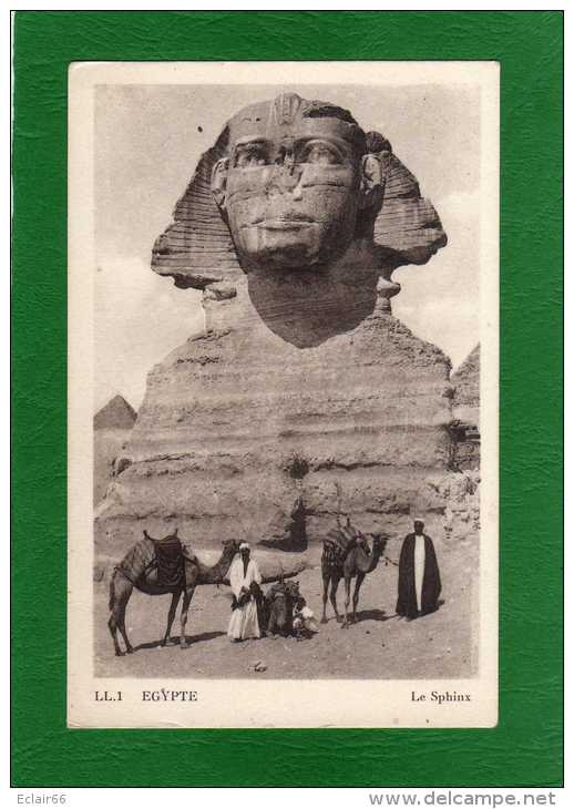 EGYPTE LE SPHINX EN L'ETAT  Cpa  Animée  Avec Des Marchands Et Leur Chameaux EDIT  L L .1 - Sphinx
