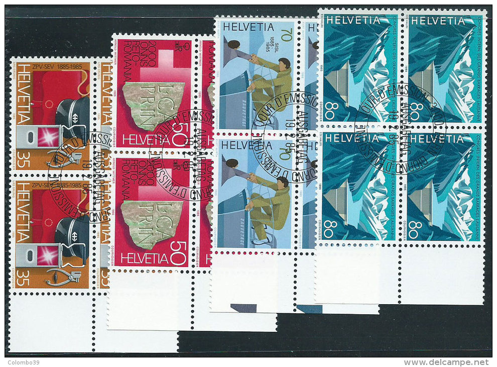 Svizzera 1985 Usato - Mi.1290/3  Yv.1219/2  Blocs 4x  Annullo1°Giorno - Usati