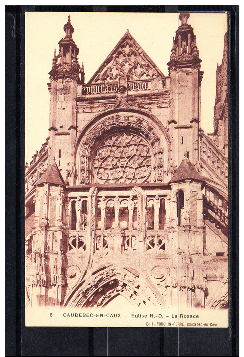 FRANCE 76.CPA.(S. M.)).CAUDEBEC-EN-CAUX. L´EGLISE NOTRE-DAME.LA ROSACE    NON CIRCULÉE - Caudebec-en-Caux