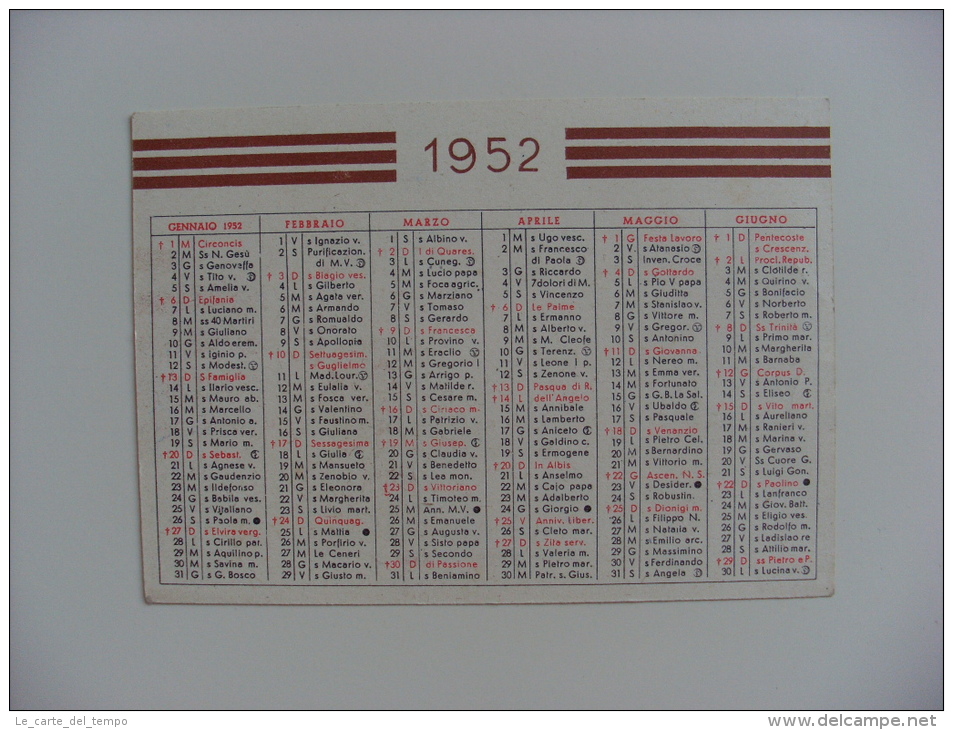 Calendario/calendarietto PICOWA Elettrodomestici Casalinghi MILANO. 1952 - Grossformat : 1941-60