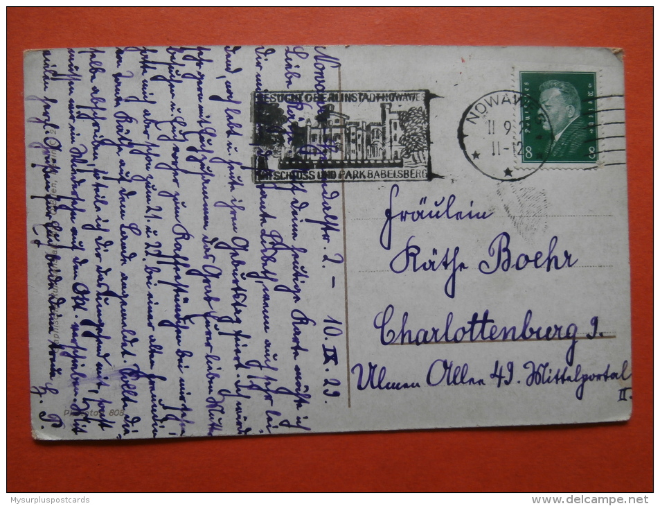 27698 PC: GERMANY: BRANDENBURG: : Potsdam- Sanssouci. Orangerie Und Denkmal Friedrichs Des Grossen. (Postmark 1929). - Potsdam