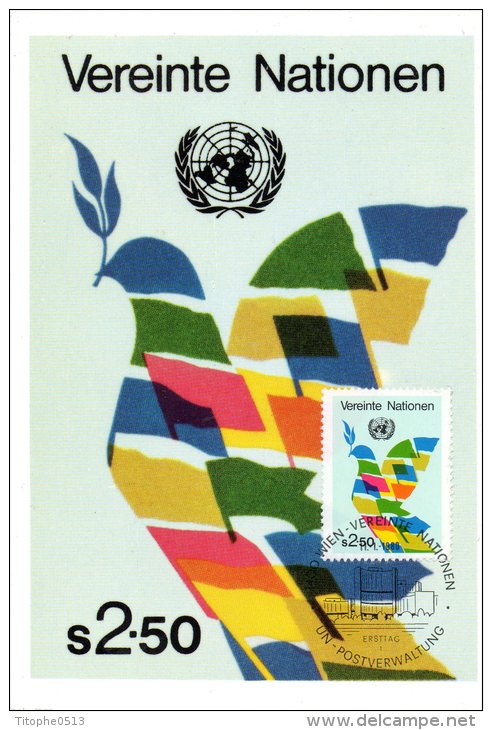 ONU VIENNE. N°3 Sur Carte Maximum (Maximum Card) De 1980. Colombe De La Paix. - Cartes-maximum