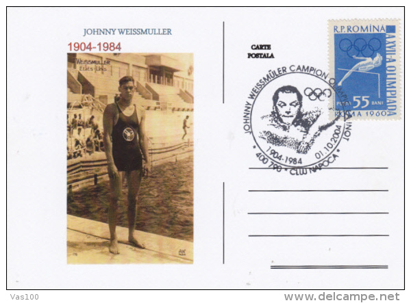 JOHNNY WEISSMULLER, SWIMMER, OLYMPIC CHAMPION, SPECIAL POSTCARD, 2004, ROMANIA - Zomer 1924: Parijs