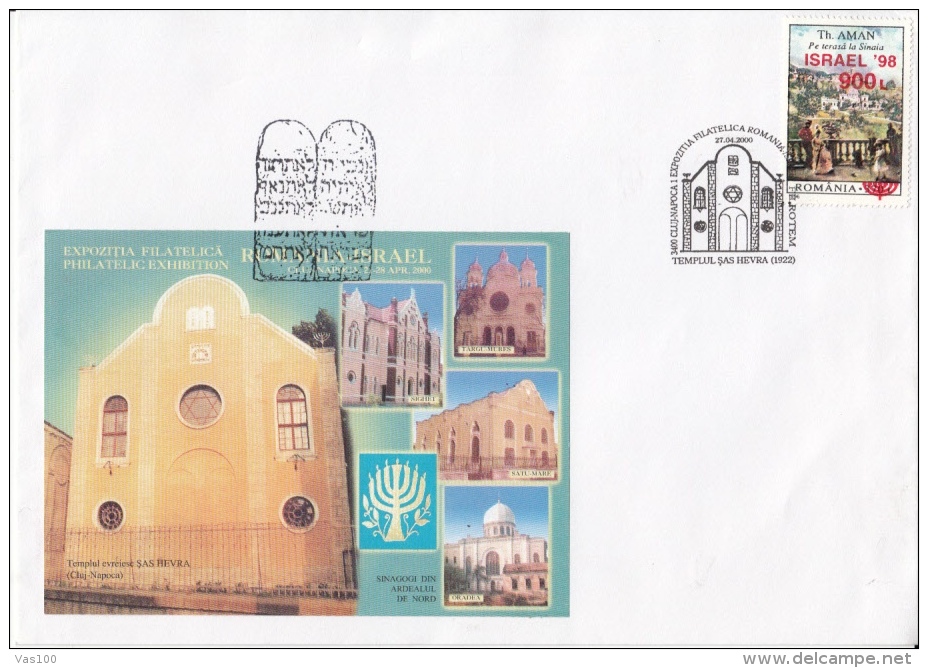 JUDISM, JUDAISME, CLUJ NAPOCA- SAS HEVRA TEMPLE, SPECIAL COVER, 2000, ROMANIA - Judaisme