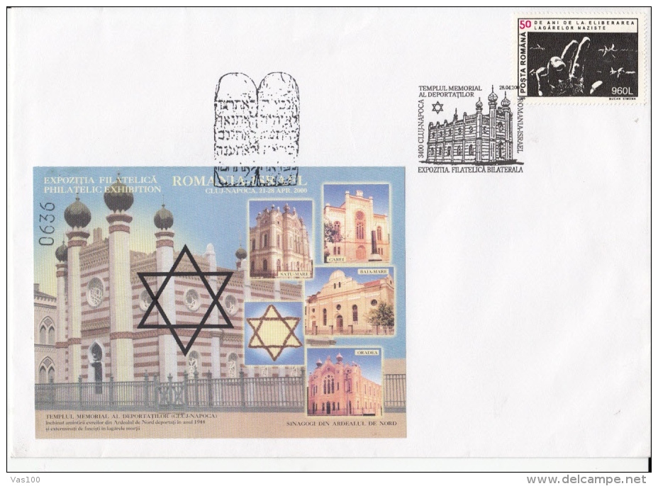 JUDISM, JUDAISME, CLUJ NAPOCA- DEPORTEES MEMORIAL TEMPLE, SPECIAL COVER, 2000, ROMANIA - Jewish