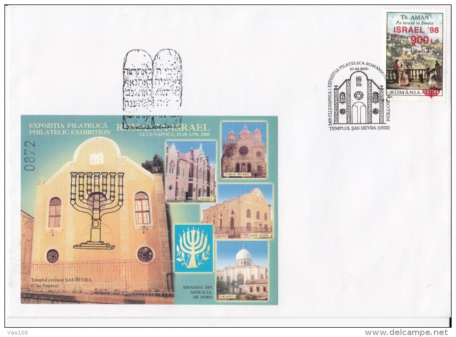 JUDISM, JUDAISME, CLUJ NAPOCA- SAS HEVRA TEMPLE, SPECIAL COVER, 2000, ROMANIA - Judaisme