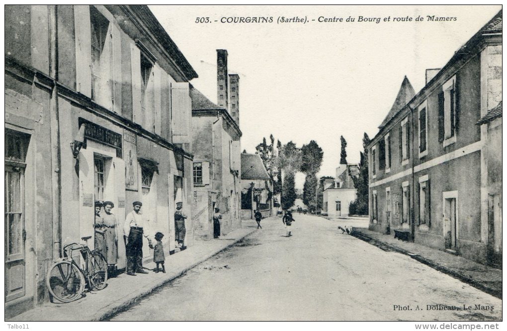 Courgains - Centre Du Bourg Et Route De Mamers - Autres & Non Classés