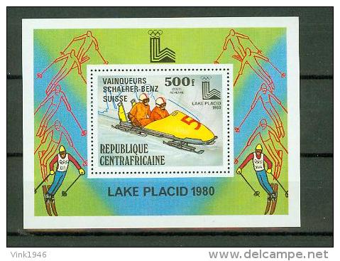 Centrafricaine 1980,1V In Block,Lake Placid,wintersport,MNH/Postfris, (E1547) - Inverno1932: Lake Placid