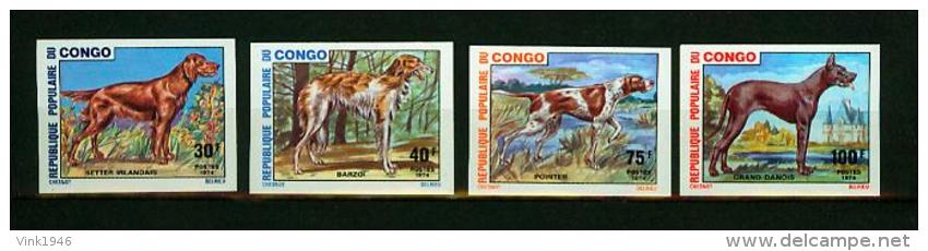 Congo 1974,4V,dogs,honden,hunde,chiens,perros,cani,IMPERF. ,MNH/Postfris,(E3629) - Cani