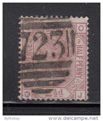 Great Britain Used Scott #66 2 1/2p Victoria, Claret Plate 3 Position OJ Cancel: ´723´ - Oblitérés