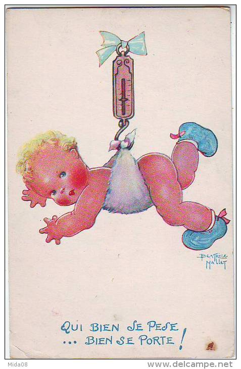 FANTAISIES. ILLUSTRATEURS. QUI BIEN SE PESE ...BIEN SE PORTE ! Par BEATRICE MALLET. BEBE ET PESON - Mallet, B.