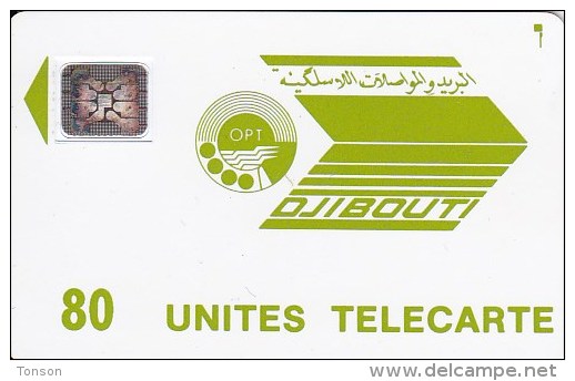 Djibouti, DJI-08, 80 Units, Second Issue, Yellow Green Logo, Frame Around Chip SC4, Ø6, 2 Scans, - Djibouti