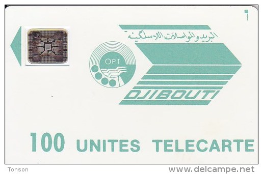 Djibouti, DJI-11, 100 Units, Second Issue, Light Blue Logo, Frame Around Chip SC5, Ø7, 2 Scans, - Djibouti