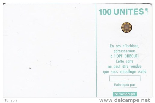 Djibouti, DJI-13, 100 Units, Light Blue Logo, Frame Around Chip SC5, Control 23646 - Djibouti