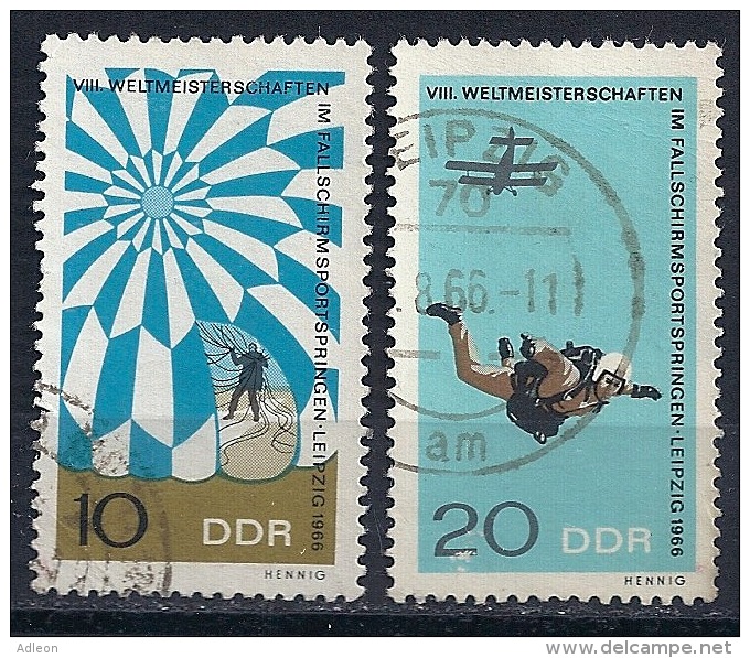 RDA-Championnats Du Monde De Parachutisme YT 886+888 Obl. / DDR-WM Fallschirmspringen MiNr.1193+1195 Gest. - Oblitérés