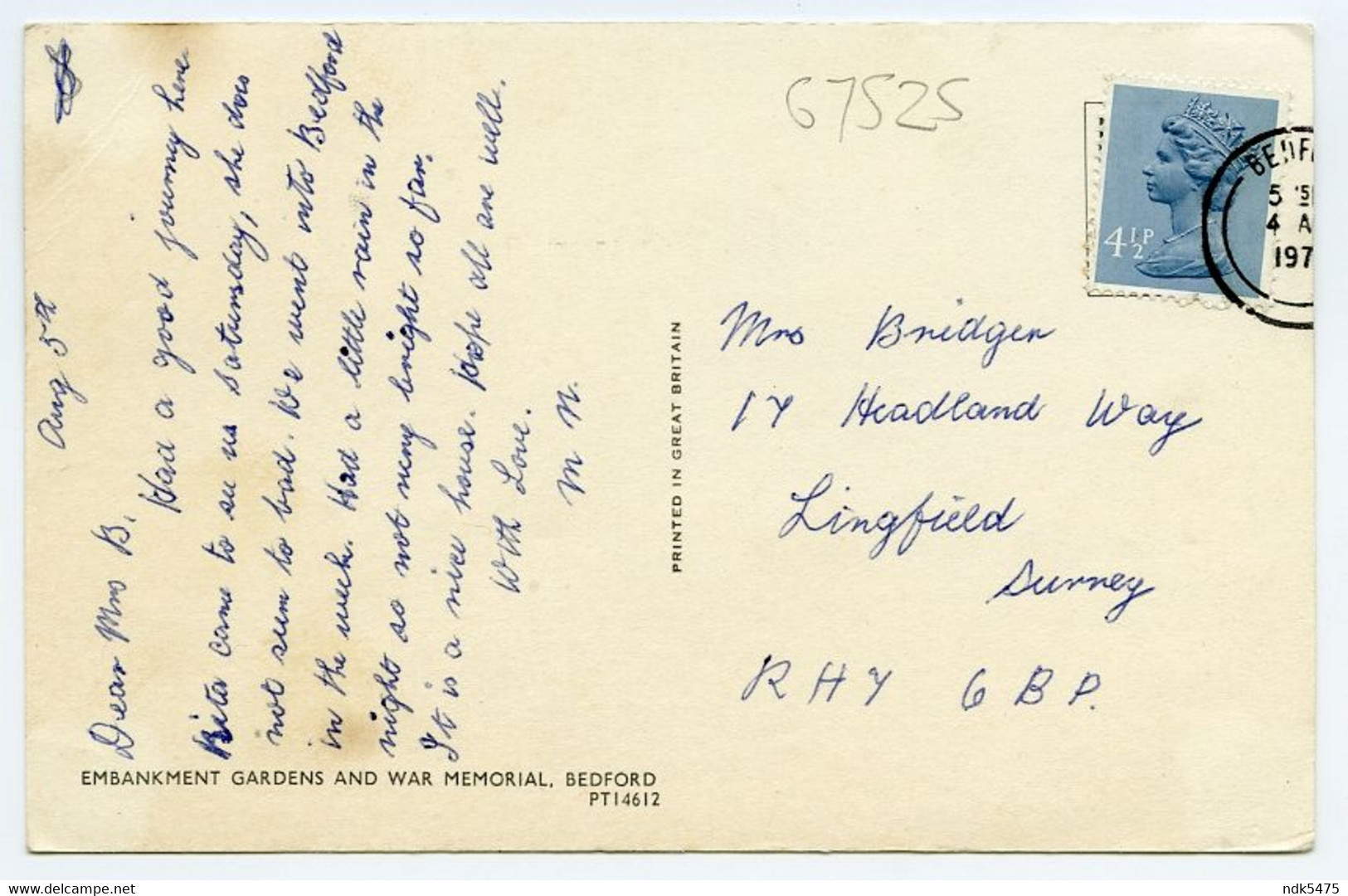 BEDFORD : EMBANKMENT GARDENS AND WAR MEMORIAL / ADDRESS - LINGFIELD, HEADLAND WAY (BRIDGER) - Bedford