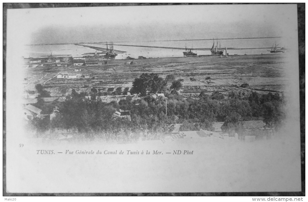 TUNISIE.VUE GENERALE DU CANAL DE TUNIS A LA MER.PRECURSEUR.DOS NON DIVISE.TBE. - Tunisie