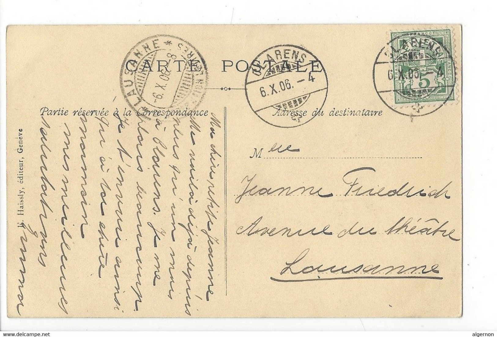 8081 - Heureuse Insouciance Le Chévrier +cachets Lausanne + Clarens 1906 - Paysans