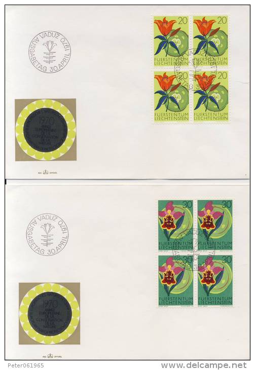 4 FDC's Liechtenstein 1970 - FDC