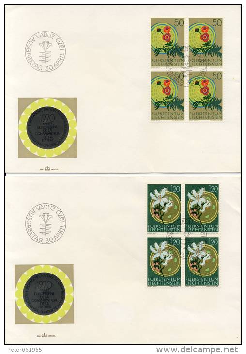 4 FDC's Liechtenstein 1970 - FDC